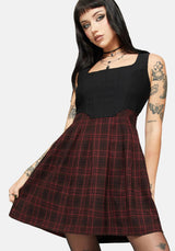 Bonnie Mixed Korsett Prüfen Plissiert Mini Kleid
