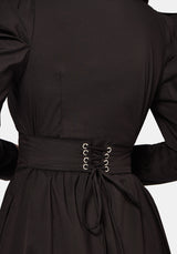 Morag Knopf Hoch Mutton Ärmel Baumwolle Midi Kleid