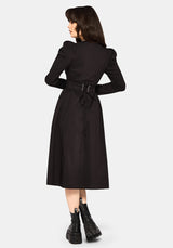 Morag Knopf Hoch Mutton Ärmel Baumwolle Midi Kleid