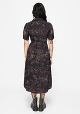 Ashmire Wald Motte Druck Midi Gürtel Hemd Kleid