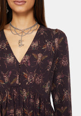 Scorn Käfer Bedruckt Lang Ärmel Mini Kleid