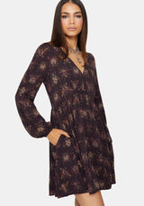Scorn Käfer Bedruckt Lang Ärmel Mini Kleid