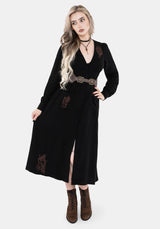 Hexborn Leinenmischung Baba Yaga Bestickt Midi Kleid