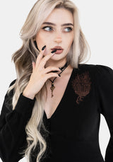 Hexborn Leinenmischung Baba Yaga Bestickt Midi Kleid