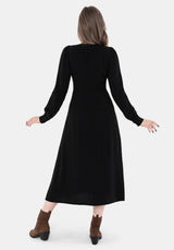 Hexborn Leinenmischung Baba Yaga Bestickt Midi Kleid