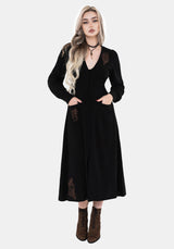 Hexborn Leinenmischung Baba Yaga Bestickt Midi Kleid