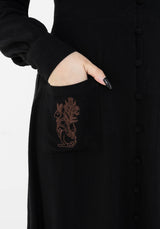 Hexborn Leinenmischung Baba Yaga Bestickt Midi Kleid