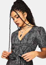 Fracture Cathedral Druck Knopf Runter Midi Kleid