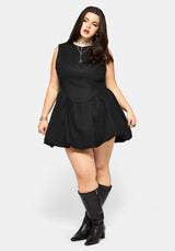 Ailis Ballon Saum Bestickt Mini Kleid