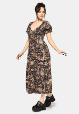 Triple Göttin Druck Milkmaid Midi Kleid