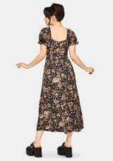 Triple Göttin Druck Milkmaid Midi Kleid
