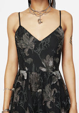 Estrid Bestickt Mesh Midaxi Cami Kleid - Silber