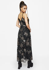 Estrid Bestickt Mesh Midaxi Cami Kleid - Silber