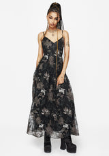 Estrid Bestickt Mesh Midaxi Cami Kleid - Silber