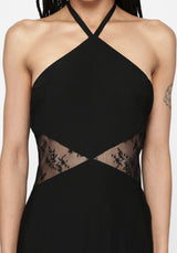 Endora Lace Side Panel Halterneck Maxi Dress