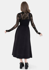 Skye Gerafft Rücken Midaxi Kleid - Schwarz