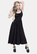 Skye Gerafft Rücken Midaxi Kleid - Schwarz