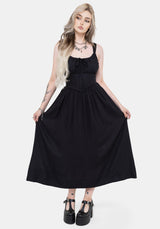Skye Gerafft Rücken Midaxi Kleid - Schwarz