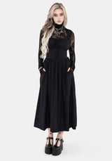 Skye Gerafft Rücken Midaxi Kleid - Schwarz