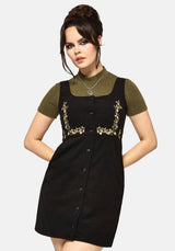 Überfluss Bestickt Kordel Schürzenkleid Mini Kleid