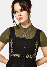 Überfluss Bestickt Kordel Schürzenkleid Mini Kleid