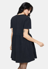 Winter Überfluss Bestickt Baumwolle Mini Skater Kleid