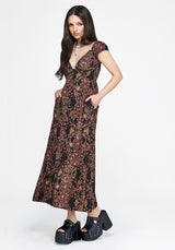 Mythos Druck Milkmaid Rüsche Midaxi Kleid