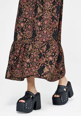 Mythos Druck Milkmaid Rüsche Midaxi Kleid