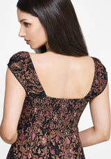 Mythos Druck Milkmaid Rüsche Midaxi Kleid