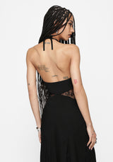 Endora Lace Side Panel Halterneck Maxi Dress