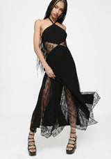Endora Lace Side Panel Halterneck Maxi Dress
