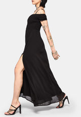 Mircalla Shirred Bardot Maxi Dress