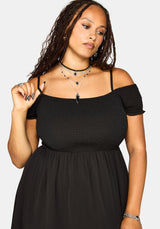 Mircalla Shirred Bardot Maxi Dress