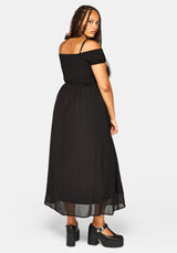 Mircalla Shirred Bardot Maxi Dress