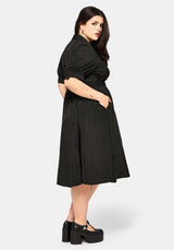Jenna Streifen Baumwolle Krawatte Midi Kleid