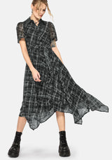 Rhoswen Checked Taschentuch Saum Midaxi Hemd Kleid