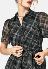 Rhoswen Checked Taschentuch Saum Midaxi Hemd Kleid