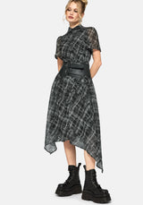 Rhoswen Checked Taschentuch Saum Midaxi Hemd Kleid