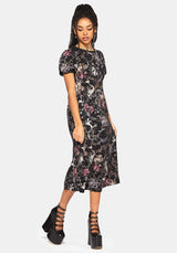 Merunicorn Enchanted Wald Druck Puffärmel Ärmel Midi Kleid