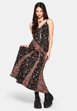 Sylra Ditsy Folk Spliced Print Asymmetric Cami Midaxi Dress