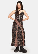 Sylra Ditsy Folk Spliced Print Asymmetric Cami Midaxi Dress