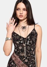Sylra Ditsy Folk Spliced Print Asymmetric Cami Midaxi Dress