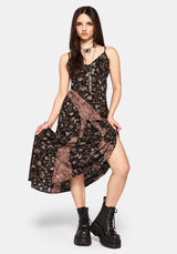 Sylra Ditsy Folk Spliced Print Asymmetric Cami Midaxi Dress