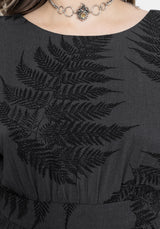 Ruin Farn Bedruckt Krawatte Rücken Mini Kleid - Grau