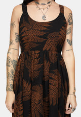 Ruin Fern Chiffon Handerkerchief Hem Midaxi Dress