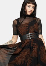 Ruin Fern Chiffon Handerkerchief Hem Midaxi Dress