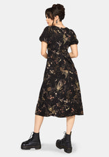 Harpyiai Druck Puffärmel Ärmel Midi Kleid