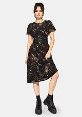 Harpyiai Druck Puffärmel Ärmel Midi Kleid