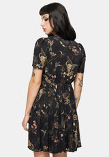 Harpyiai Druck Knopf Hoch Mini Kleid