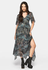 Thalassa Print Schnürung Midaxi Kleid